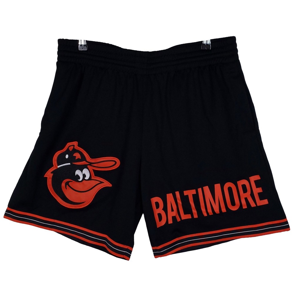 Baltimore Orioles Mitchell & Ness MLB Large Shorts Cut & Sew Logos Black NWT
